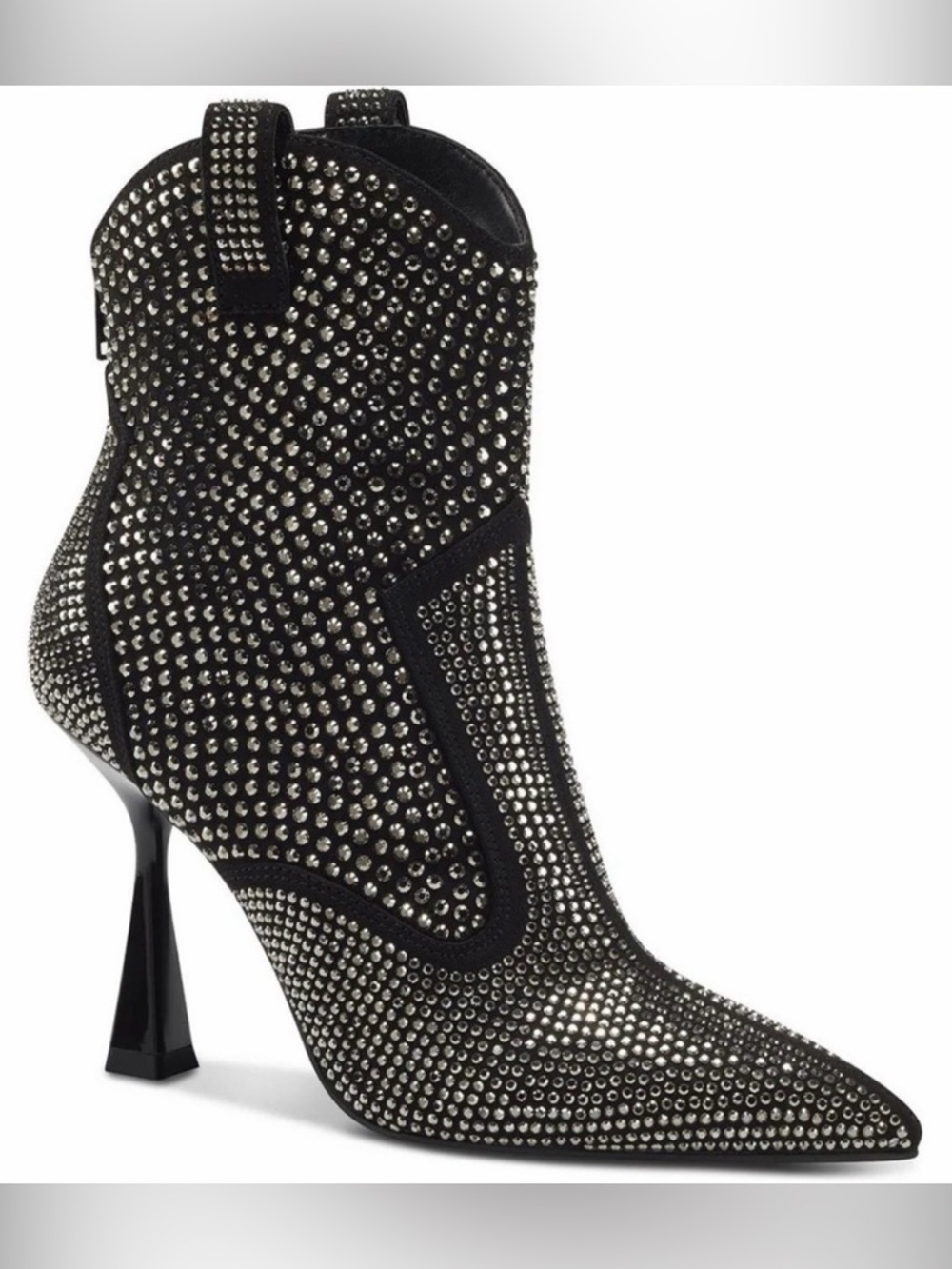 🆕 INC Rhinestone Booties Black Bling Stiletto Heel Pointed Toe Size 7 Women’s